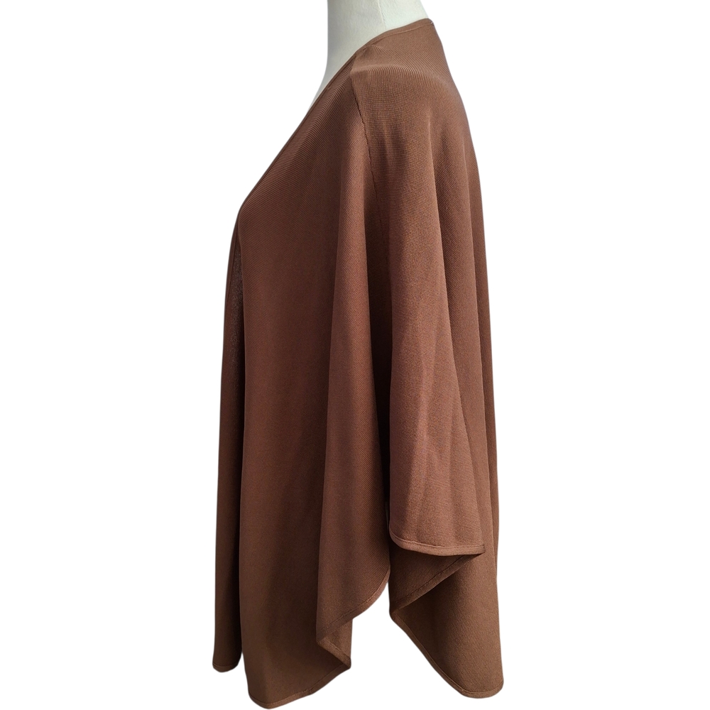 Chico's Elegant Brown Crepe Open-Front Women's Poncho - One Size - Picture 2 of 7